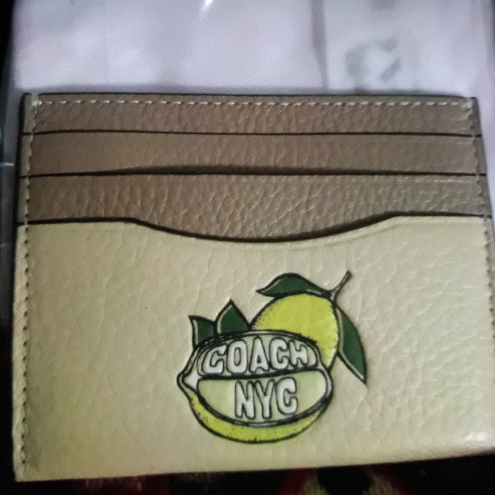 COACH Mini Thin Id Holder CASE Lemon Print - Card Holder NEW New With Tags NWT
